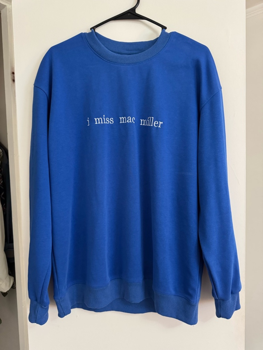 Mac Miller Tribute Embroidered Crewneck Sweatshirt Large Blue